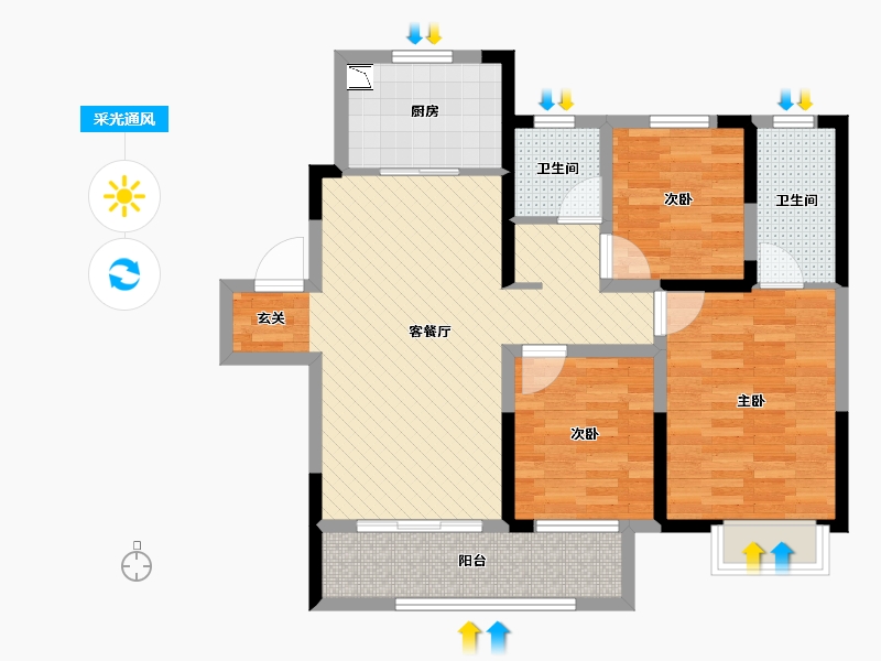 江苏省-徐州市-理想城-82.52-户型库-采光通风