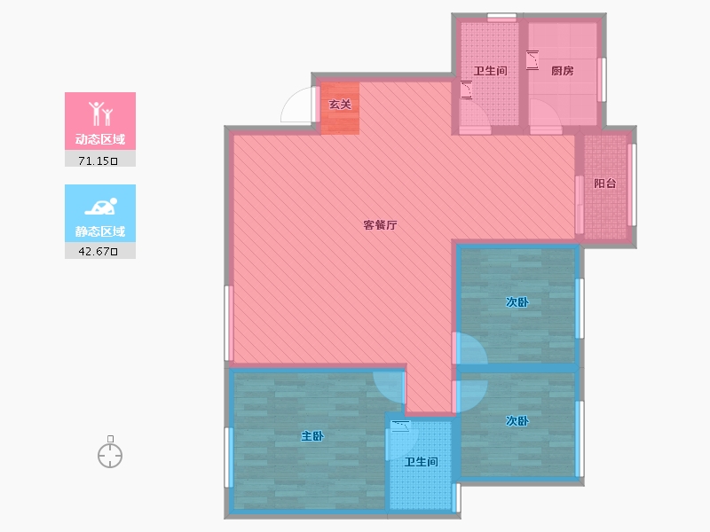 陕西省-延安市-泰和小区-100.67-户型库-动静分区