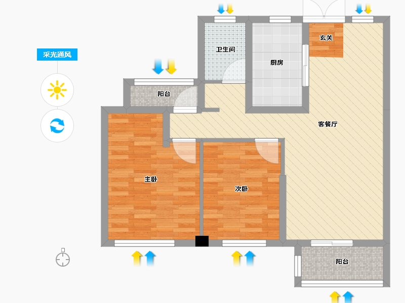 浙江省-丽水市-凯兴名都花园-70.21-户型库-采光通风