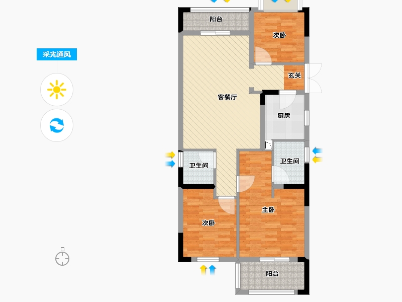 贵州省-遵义市-隆成.城市之星-80.01-户型库-采光通风