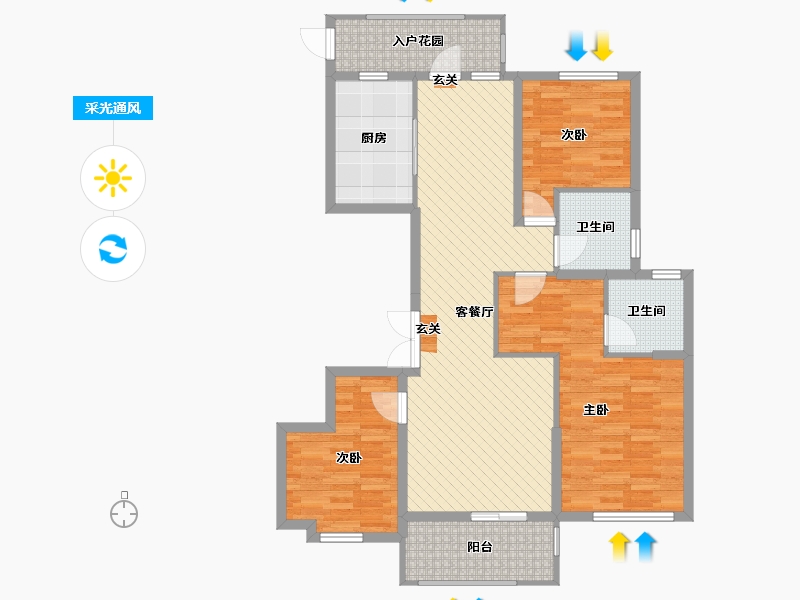 浙江省-嘉兴市-佳源鸿翔东方都市-105.11-户型库-采光通风