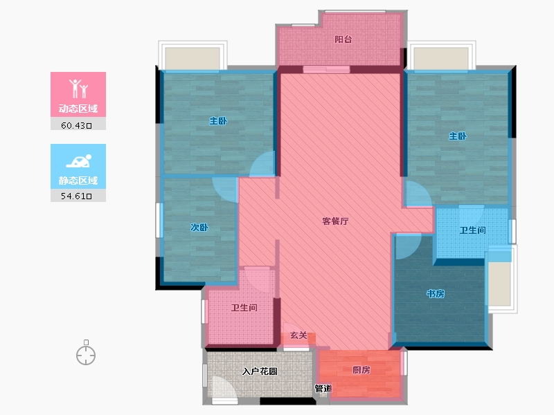 广东省-佛山市-美的君兰江山24栋01户型-108.58-户型库-动静分区