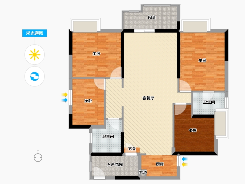 广东省-佛山市-美的君兰江山24栋01户型-108.58-户型库-采光通风