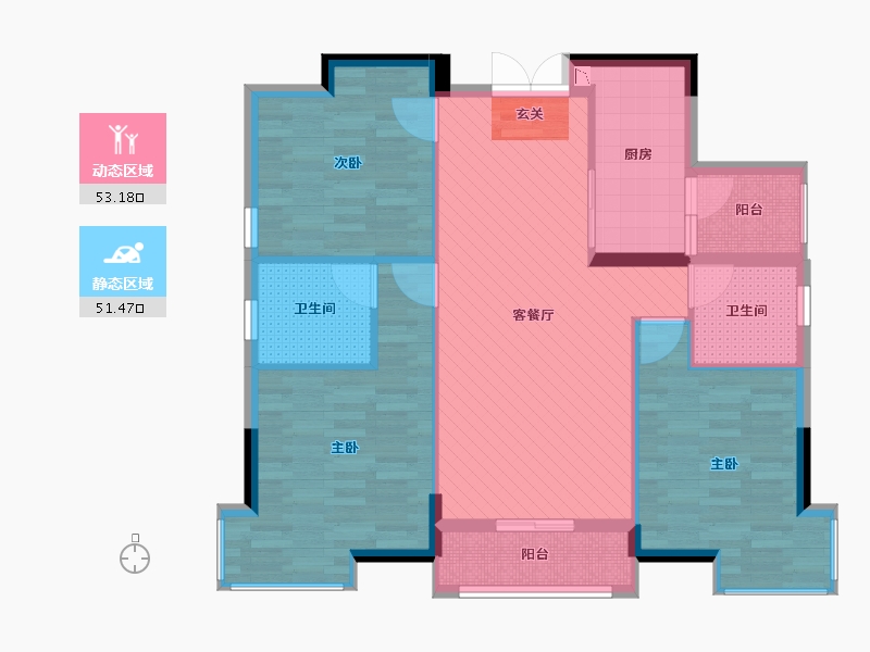 四川省-成都市-蜀镇御景湖二期-93.54-户型库-动静分区