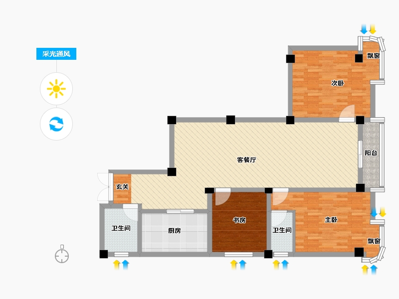 浙江省-杭州市-我愛我家-108.98-户型库-采光通风