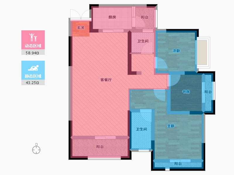 贵州省-贵阳市-中国铁建国际城(半山北区)-86.70-户型库-动静分区