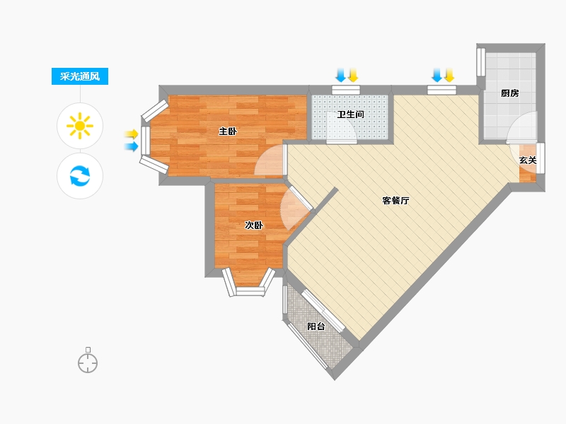 广东省-深圳市-朗庭豪园-47.95-户型库-采光通风