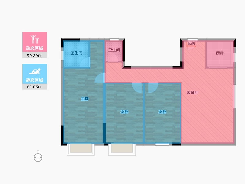 湖南省-郴州市-学院名邸-102.74-户型库-动静分区