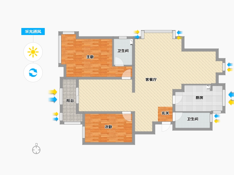 江苏省-苏州市-花溪畔居-123.36-户型库-采光通风