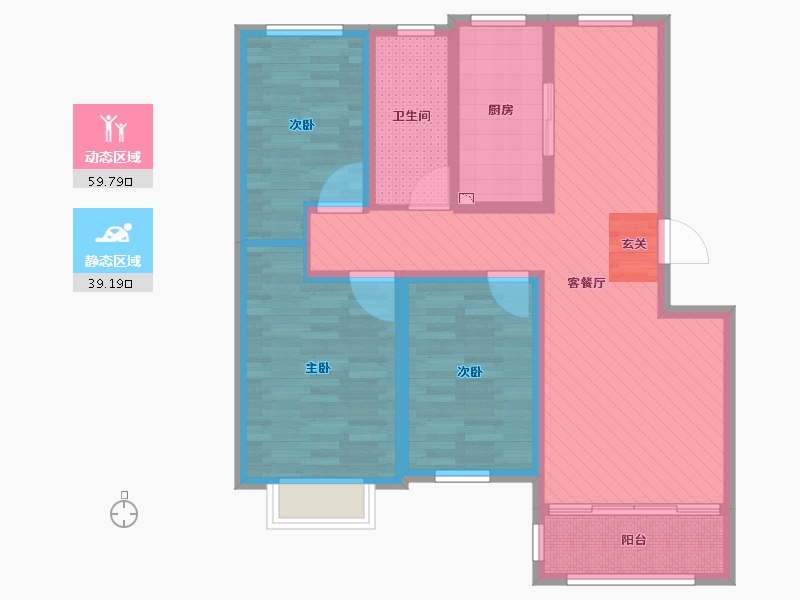 山东省-东营市-阳光佳苑-85.75-户型库-动静分区