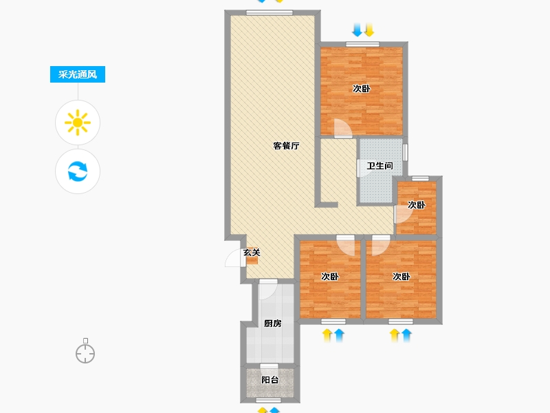 黑龙江省-哈尔滨市-贝肯山A区-114.40-户型库-采光通风