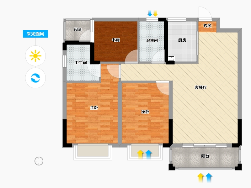 贵州省-黔南布依族苗族自治州-福林铭城-87.67-户型库-采光通风