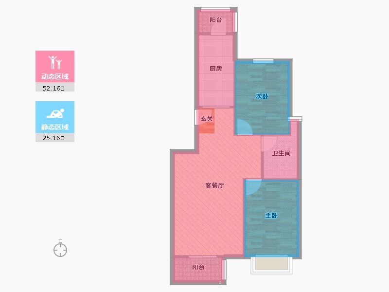 天津-天津市-芳溪园-69.29-户型库-动静分区