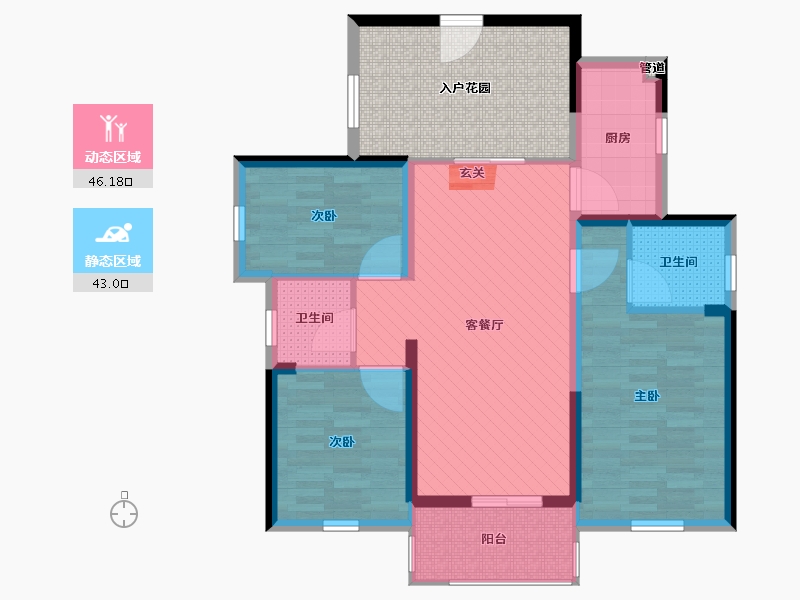 广东省-佛山市-金海岸花园-92.00-户型库-动静分区