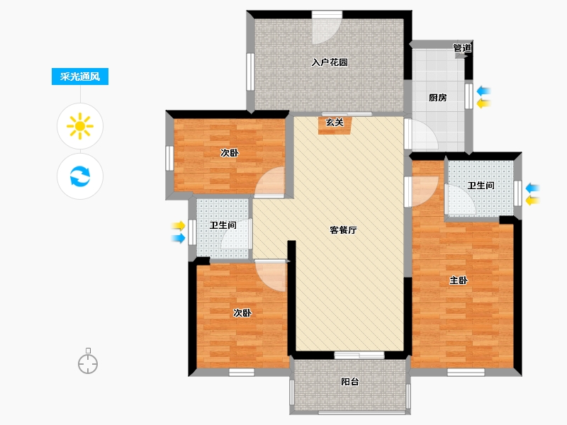 广东省-佛山市-金海岸花园-92.00-户型库-采光通风