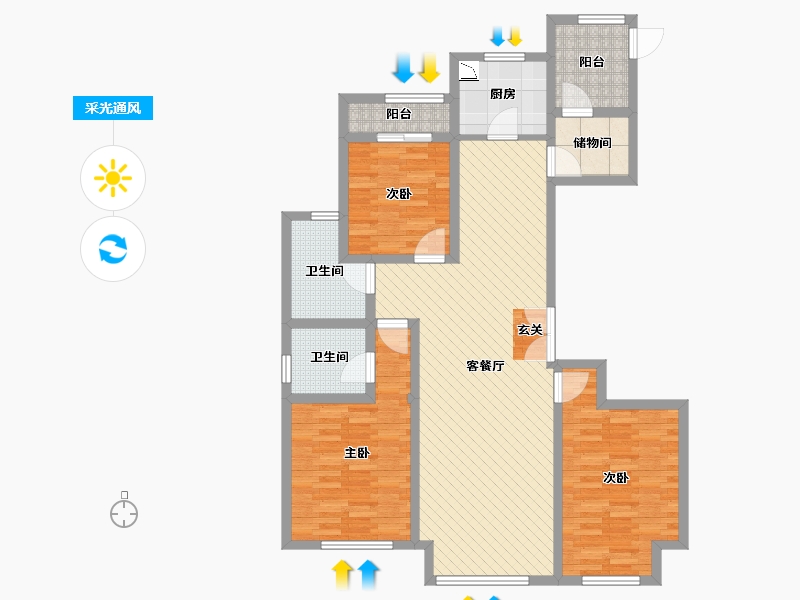 辽宁省-沈阳市-隆河谷-106.93-户型库-采光通风