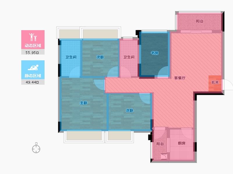 广东省-珠海市-东方润园-92.47-户型库-动静分区