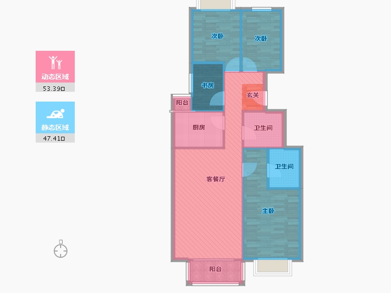 北京-北京市-西山枫林二区10号楼-90.32-户型库-动静分区