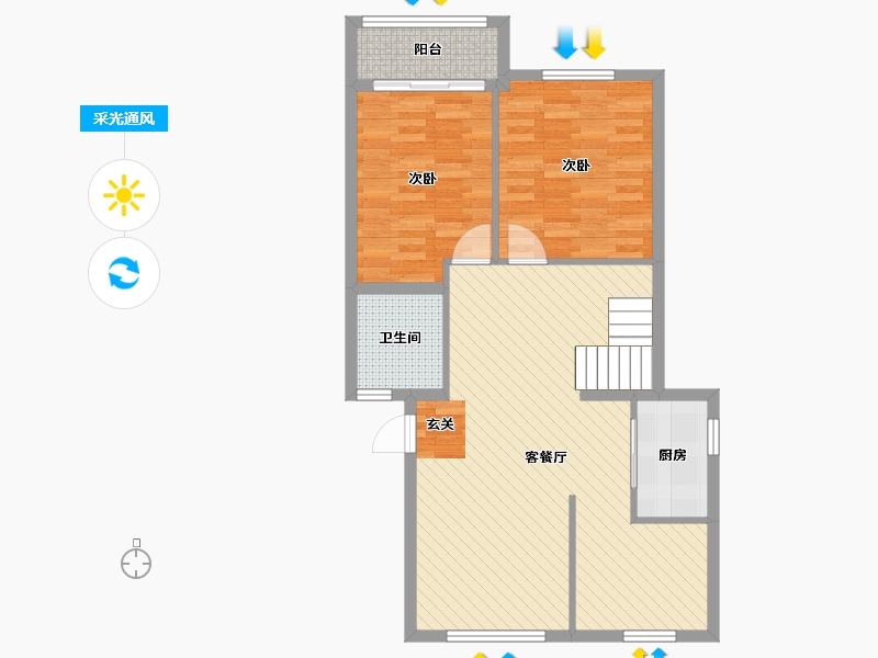 浙江省-宁波市-曲苑风荷-80.48-户型库-采光通风