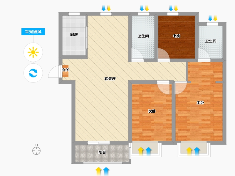 山西省-运城市-天鹅湾-87.86-户型库-采光通风