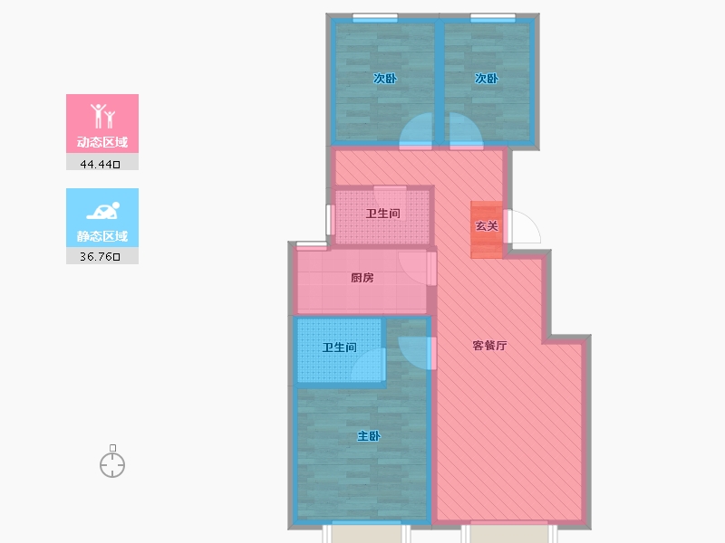 北京-北京市-八达岭孔雀城航天家园-71.02-户型库-动静分区