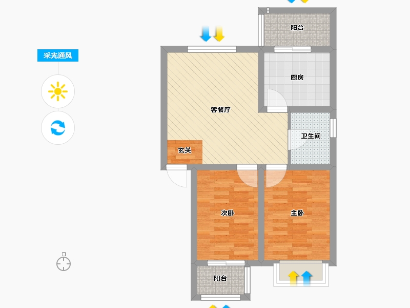 河北省-唐山市-东华温馨家园-56.33-户型库-采光通风