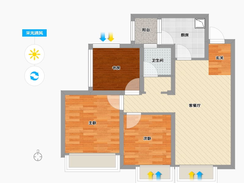 四川省-成都市-首创天禧-62.32-户型库-采光通风