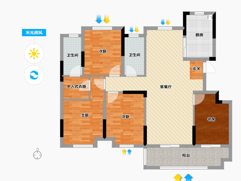 浙江省-衢州市-云栖新语-111.00-户型库-采光通风