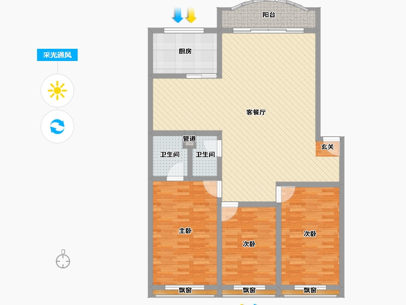 四川省-遂宁市-益和苑-114.06-户型库-采光通风