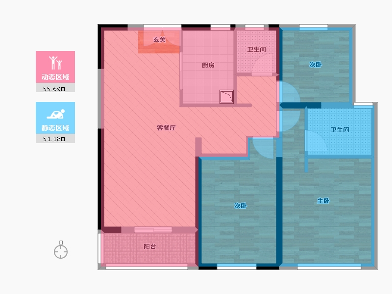 江苏省-南京市-鲁能公馆-94.22-户型库-动静分区