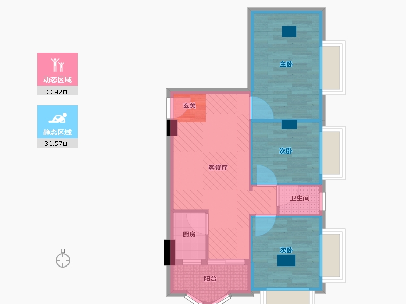 广东省-广州市-黄村-57.34-户型库-动静分区