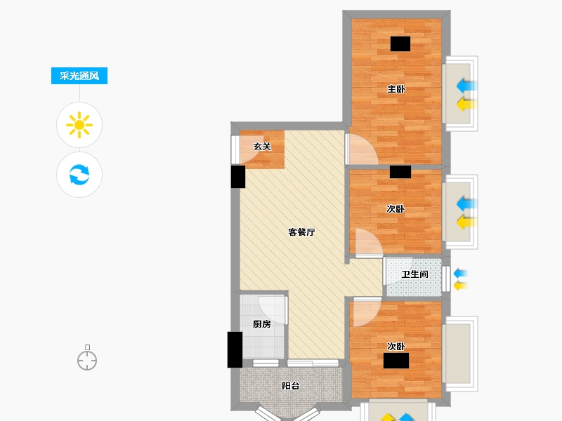 广东省-广州市-黄村-57.34-户型库-采光通风