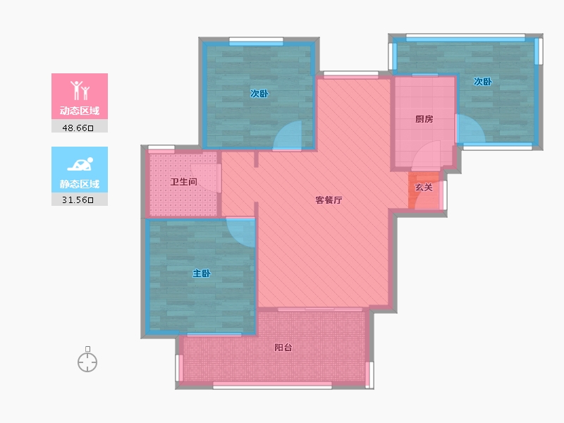 安徽省-合肥市-振徽苑-1栋-71.53-户型库-动静分区