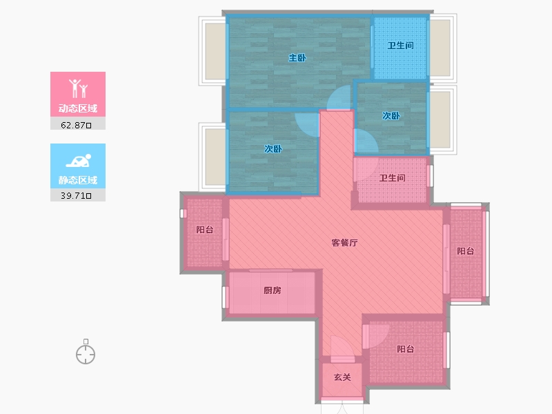 广东省-佛山市-盈生林上湾-89.37-户型库-动静分区