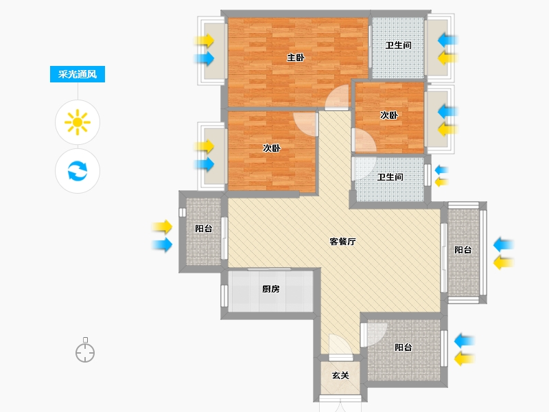 广东省-佛山市-盈生林上湾-89.37-户型库-采光通风