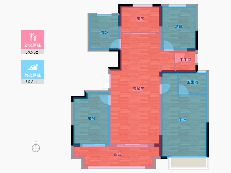 安徽省-滁州市-吾悦华府-105.50-户型库-动静分区