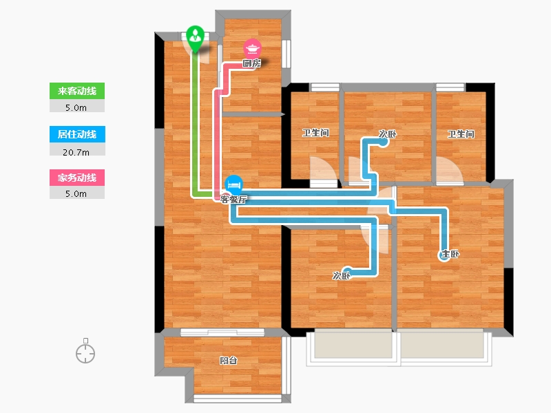 湖南省-长沙市-翘楚堂-71.70-户型库-动静线