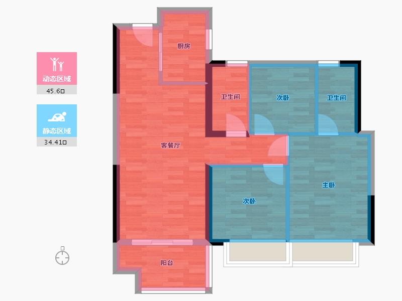 湖南省-长沙市-翘楚堂-71.70-户型库-动静分区