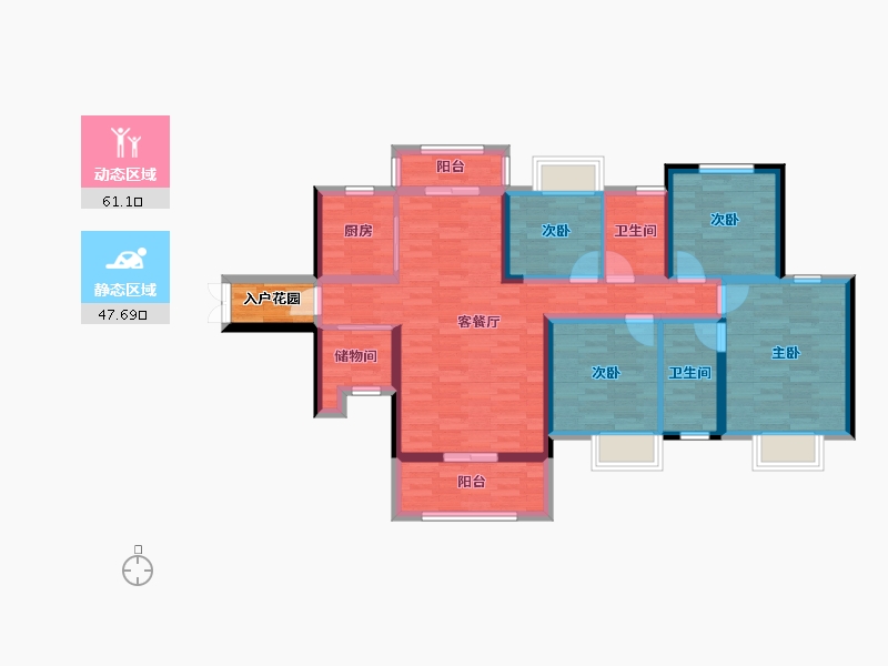 湖南省-长沙市-天麓尚层-98.33-户型库-动静分区