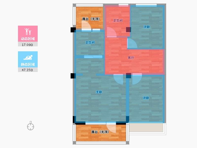 山东省-烟台市-玖熙墅-66.72-户型库-动静分区