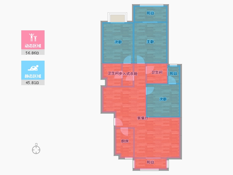 福建省-福州市-金山碧水二期麒麟苑-92.87-户型库-动静分区