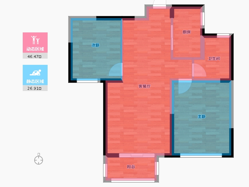 天津-天津市-北新玉龙湾-65.04-户型库-动静分区