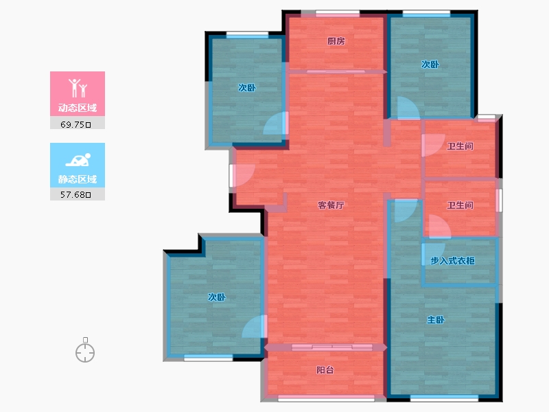 陕西省-西安市-融创御园-114.46-户型库-动静分区