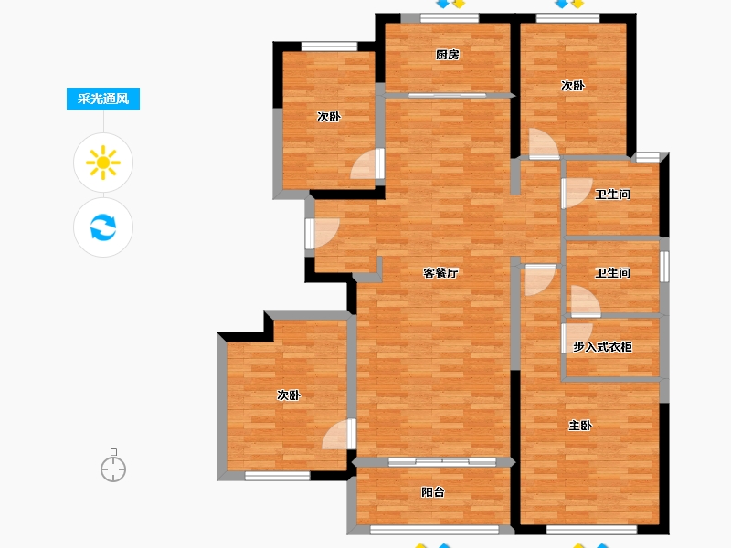 陕西省-西安市-融创御园-114.46-户型库-采光通风