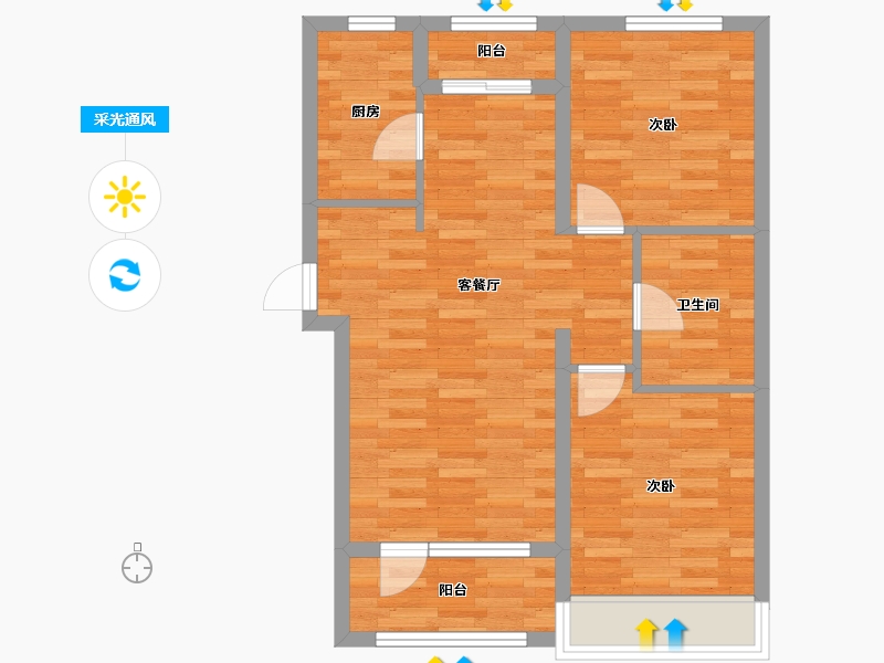 辽宁省-沈阳市-郡源·悦城-65.44-户型库-采光通风