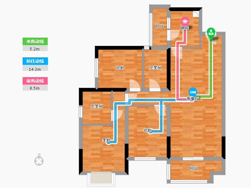 贵州省-贵阳市-华润国际社区-86.37-户型库-动静线