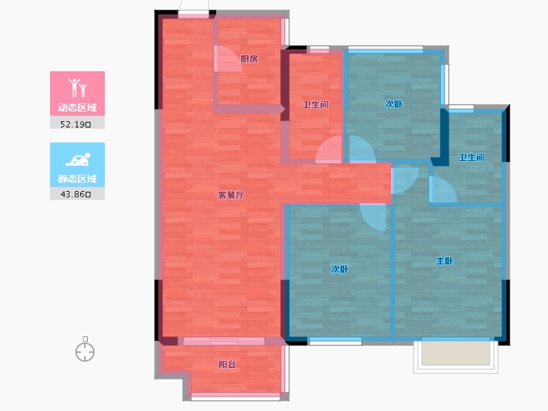 浙江省-金华市-都会四季-85.99-户型库-动静分区