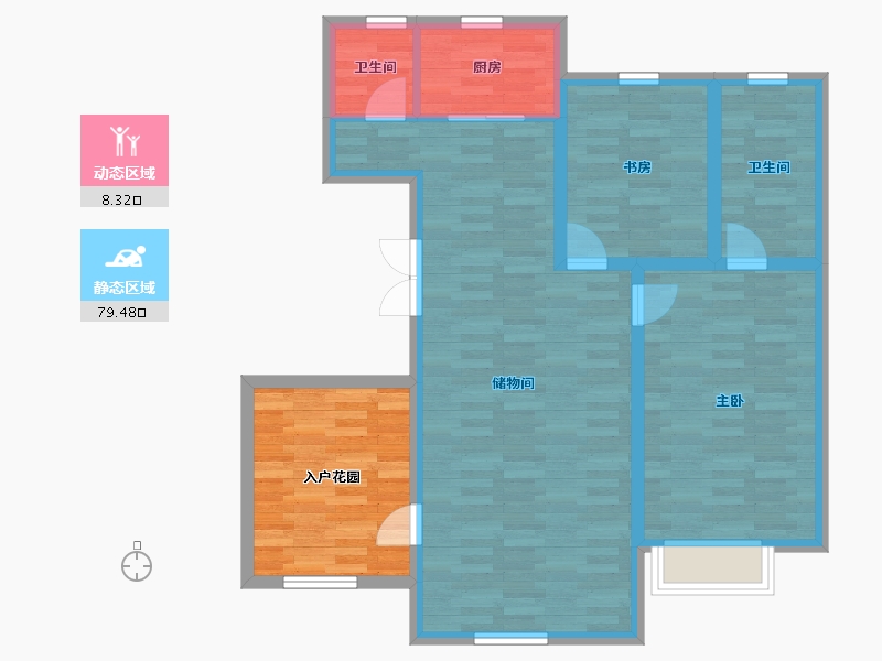 辽宁省-营口市-星河国府-90.48-户型库-动静分区