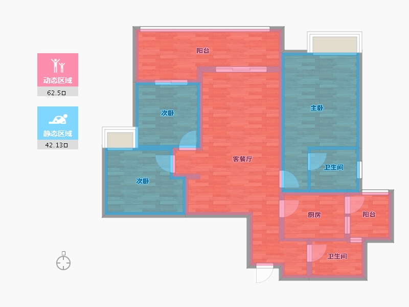 四川省-南充市-江南蝶苑-91.58-户型库-动静分区