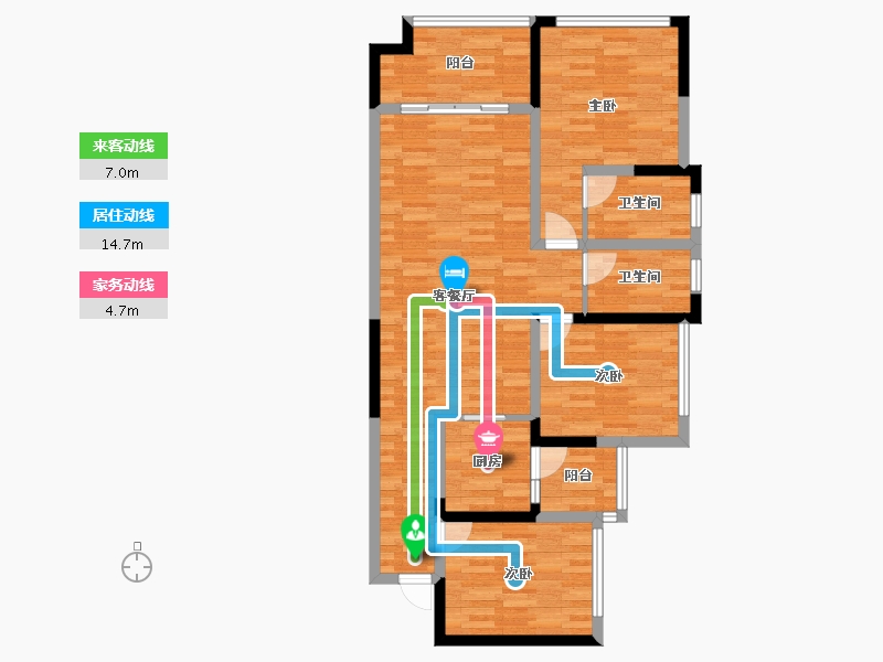 四川省-南充市-东湖锦城-88.96-户型库-动静线